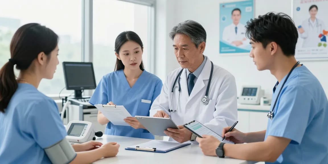 Medical collaboration in a modern clinic using depo 5000 for patient care.