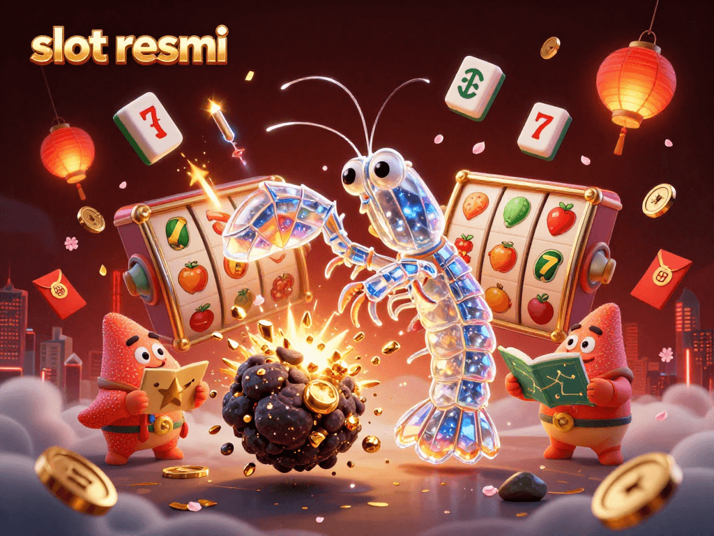 Experience thrilling gameplay at slot resmi with dynamic slot reels, vibrant symbols, and festive decorations.