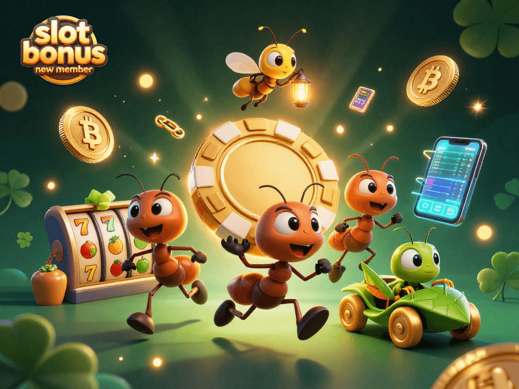 Experience the excitement of slot bonus new member with vibrant characters and casino elements bursting in a dynamic heist scene.