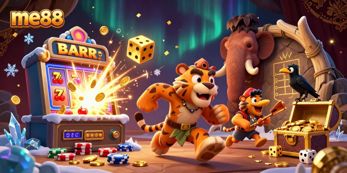 Experience thrilling wins at me88 with dynamic 3D cavemen running a vintage casino.