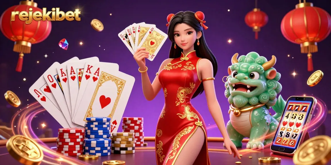 Experience winning excitement with rejekibet at this vibrant casino scene featuring a stylish woman and lucky elements.