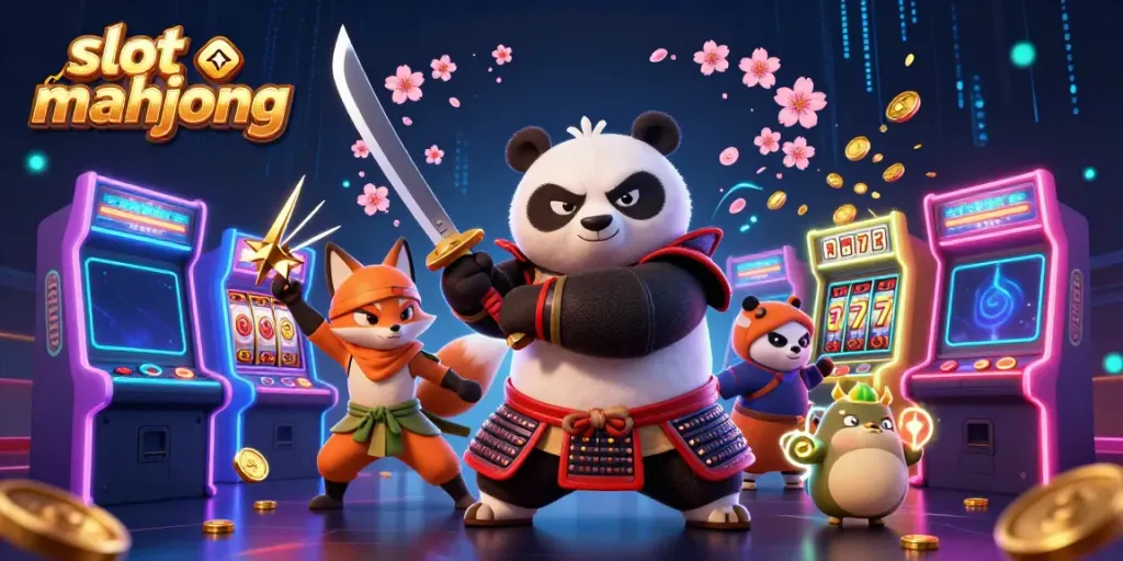 Memenangkan slot mahjong dengan panda samurai, ninja rubah, dan elemen permainan kasino yang menarik.