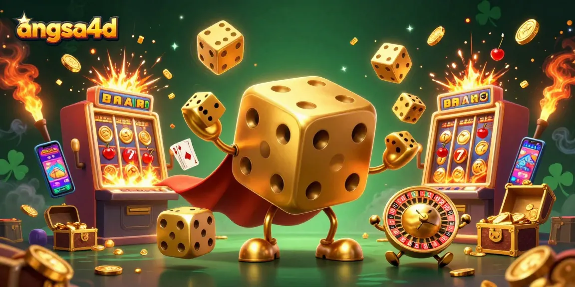 Engage in thrilling gameplay with angsa4d's colorful slot machines and dynamic characters in a casino scene.