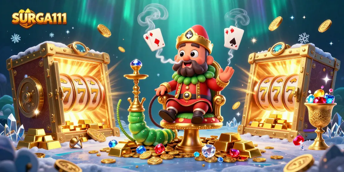 Experience thrilling online slot gameplay with SURGA111's vibrant casino illustration.