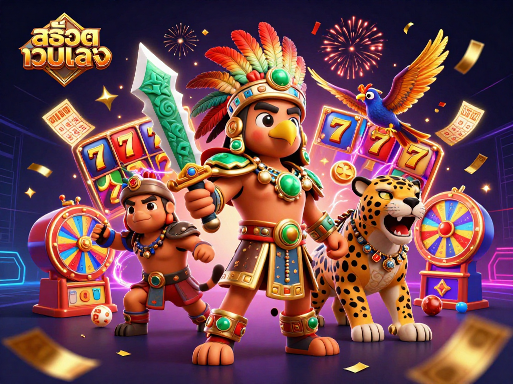 Experience exciting gameplay with สล็อตเว็บตรง and vibrant characters in a lively casino scene.