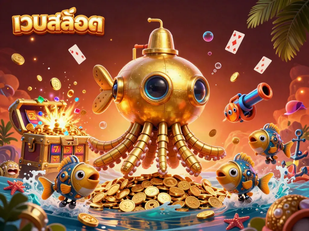 Experience thrilling เว็บสล็อต action with vibrant slot reels and treasures in a 3D casino scene.