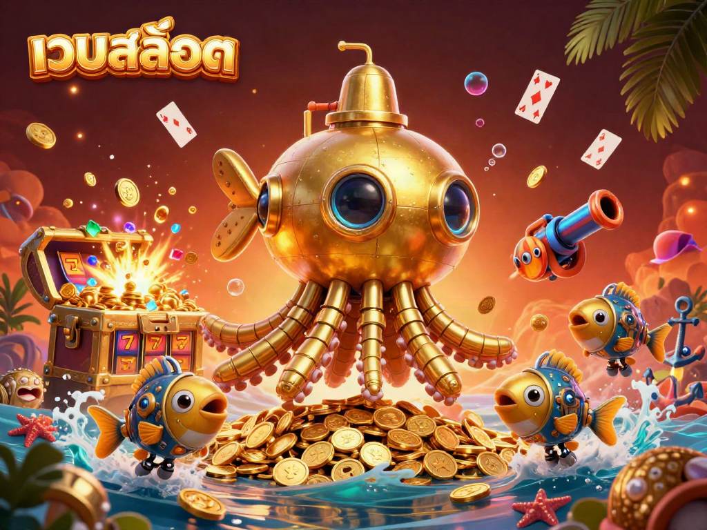 Experience thrilling เว็บสล็อต action with vibrant slot reels and treasures in a 3D casino scene.