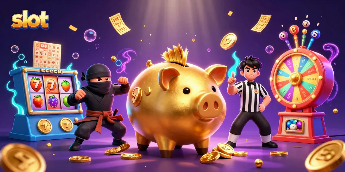 Menghadapi slot, 3D kartun besar tinju bank dengan reaksi dinamis terus mengeluarkan koin emas.