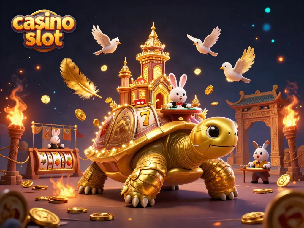Engage with exciting casino slot action featuring a golden tortoise casino scene.
