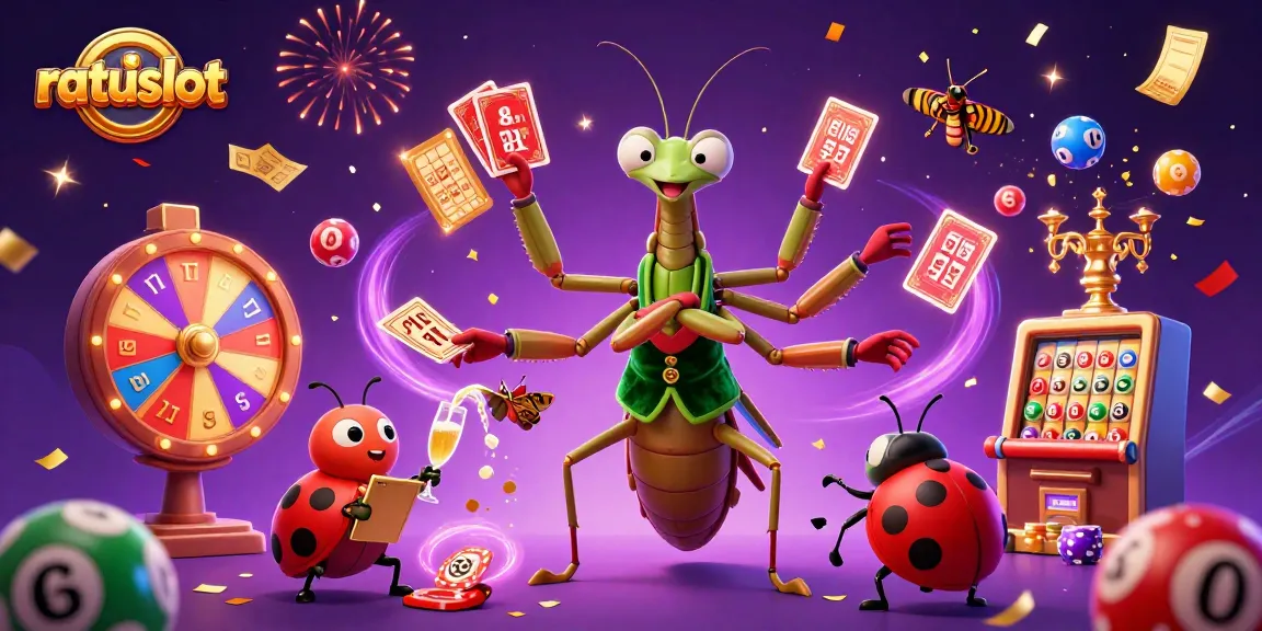 Experience ratuslot's exciting gameplay with vibrant characters and festive elements in a dynamic casino scene.