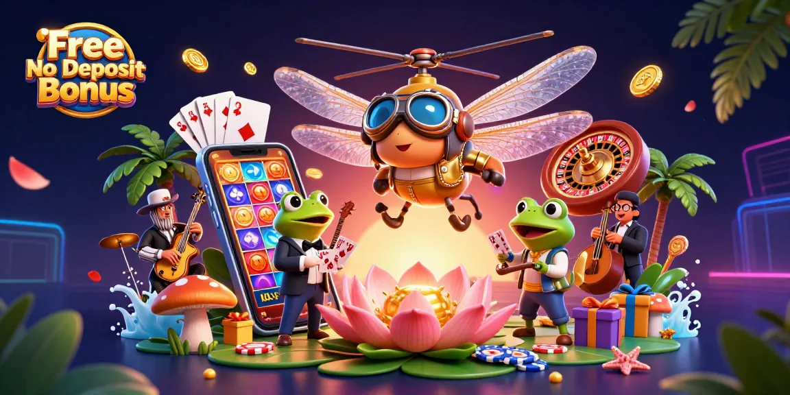 Experience the excitement of Free No Deposit Bonus opportunities with our vibrant 3D casino illustration.