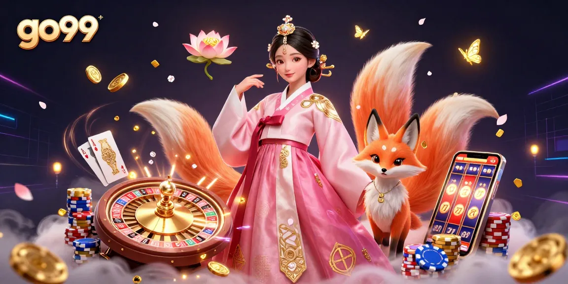 Experience exciting gameplay with go99, featuring a dynamic casino scene of a graceful woman and a lucky fox.