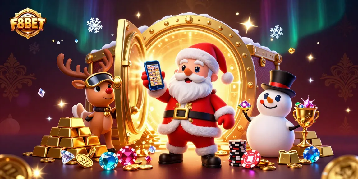 Engage with F8BET's thrilling slots and casino games in this festive 3D illustration.