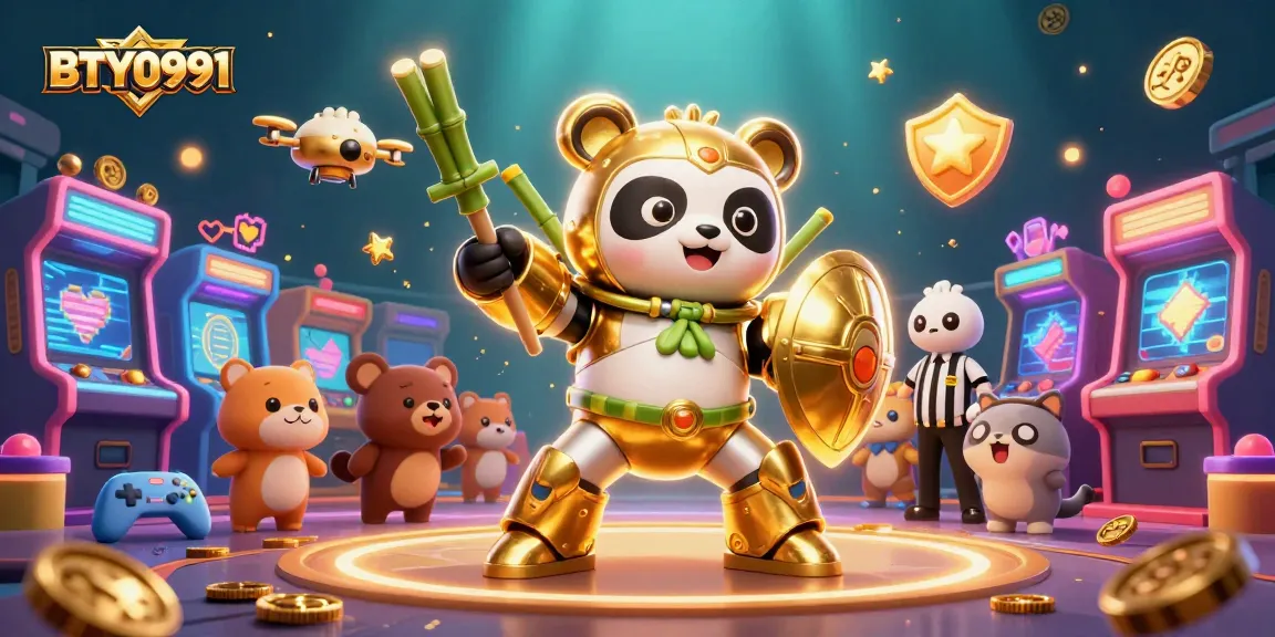Join BTY0991 for an exciting mech-suit showdown in a vibrant casino arena filled with thrilling game elements.