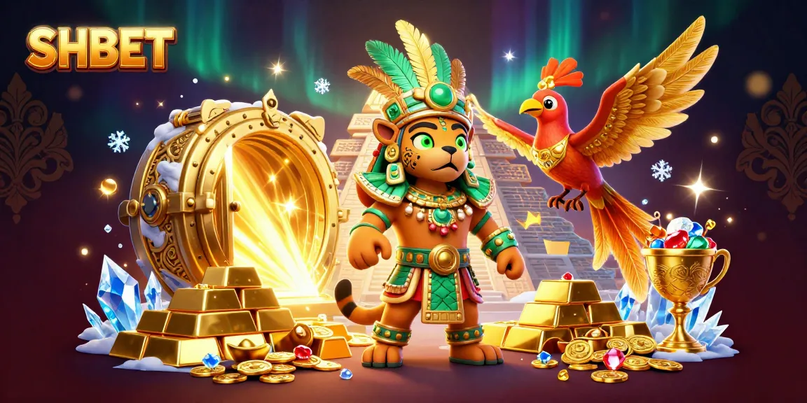 Experience the thrill of SHBET's vibrant casino adventure with golden treasures and lively characters.