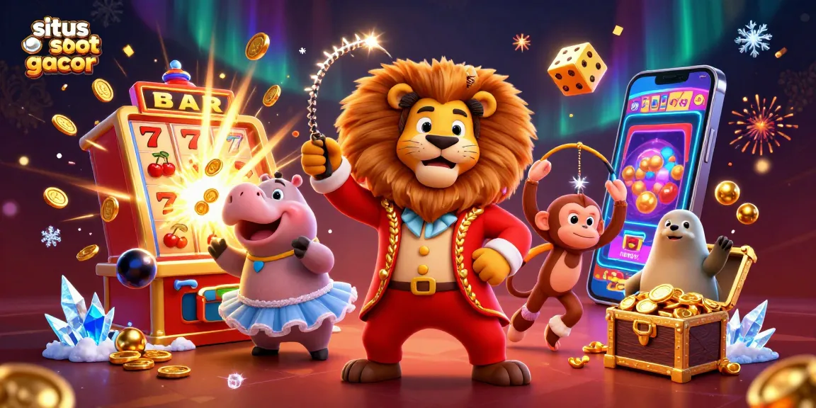 Experience the thrill of situs slot gacor with vibrant characters and slot symbols exploding in jackpot excitement.