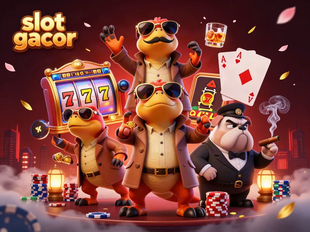 Experience slot gacor excitement with raptors sneaking into a VIP casino lounge.