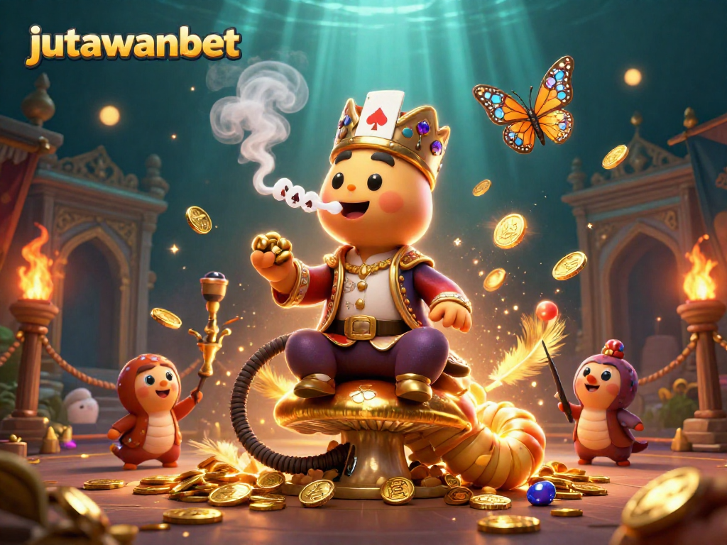 Experience the allure of jutawanbet at an immersive casino-themed scene with slot reels.