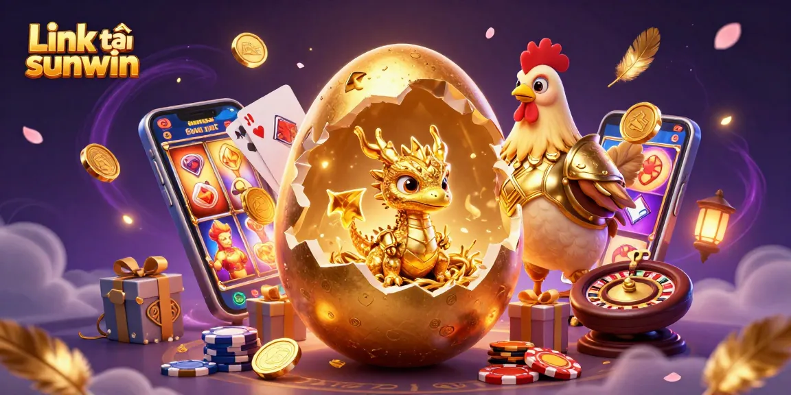 Play exciting games with the Link tải sunwin, featuring a dynamic golden dragon and poker chips.