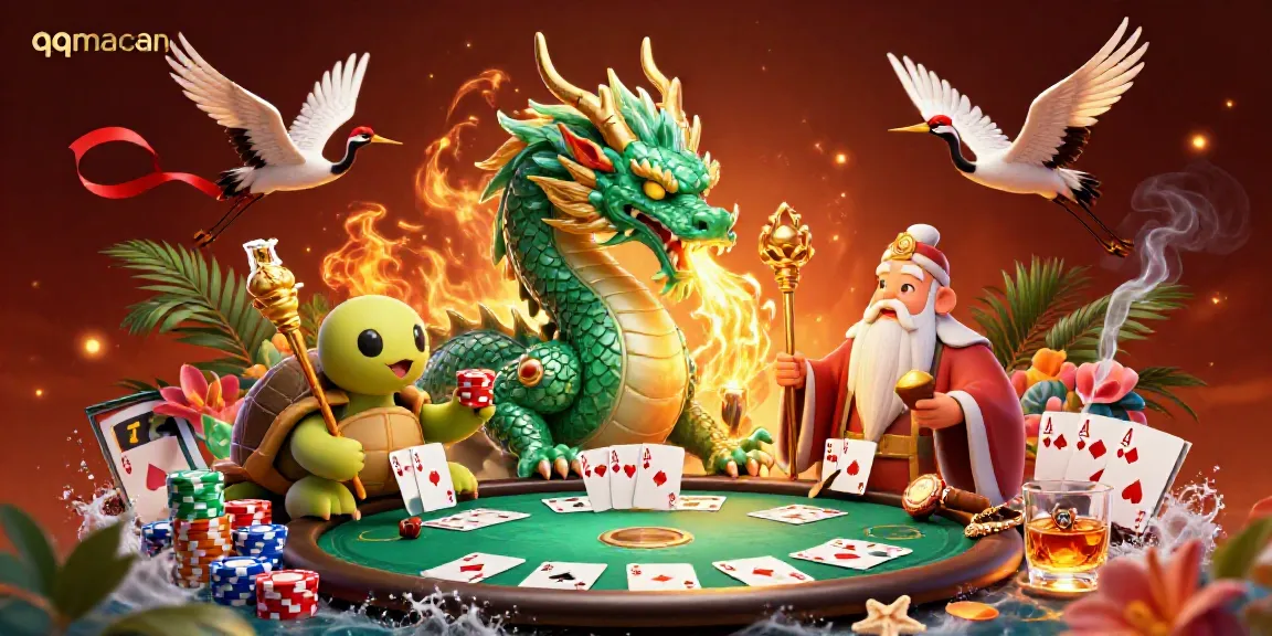 Engage with the thrilling world of qqmacan through colorful poker elements and mythical creatures.