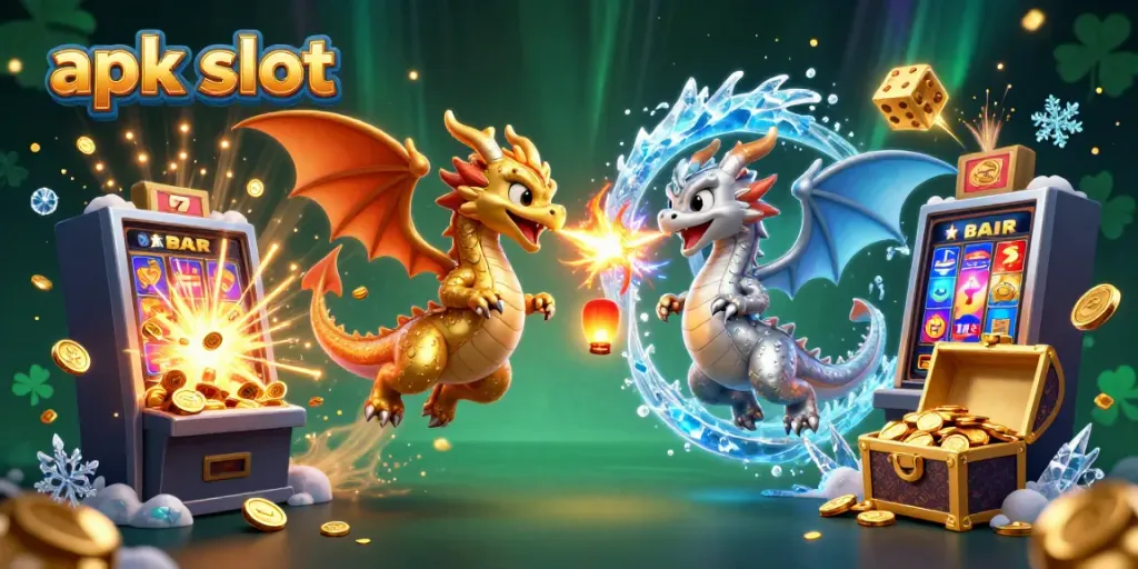 Bermain apk slot dengan simbol jackpot di tengah keceriaan kasino digital.