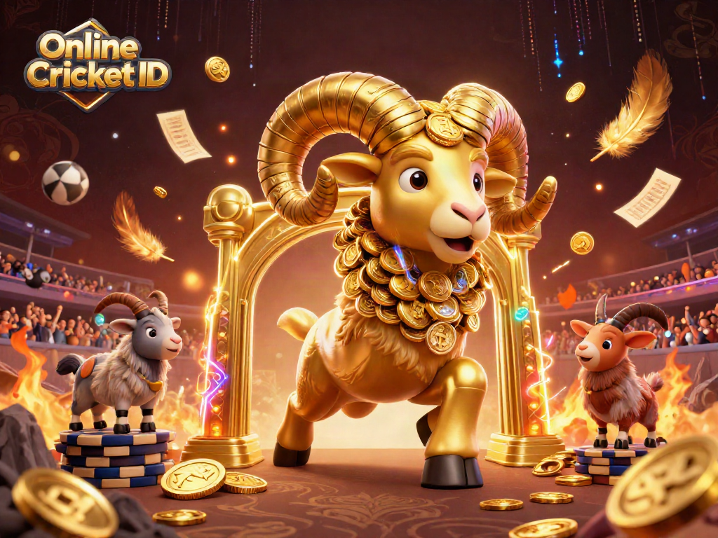 Bet on sports with a verified Online Cricket ID featuring an energetic 3D illustration.