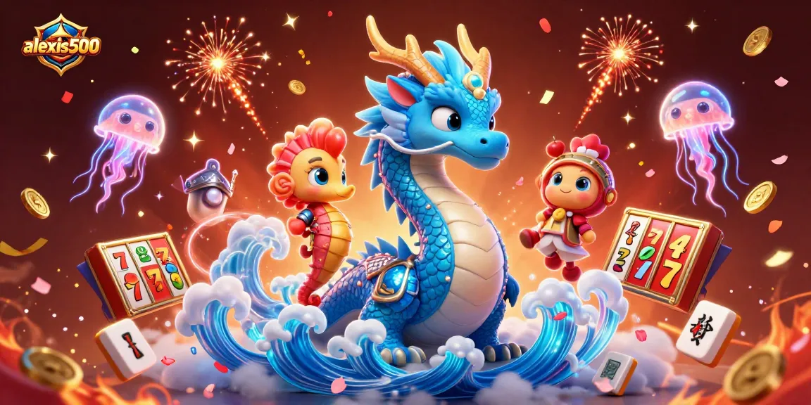 Experience the excitement of alexis500 with vibrant slot reels and a dazzling dragon
