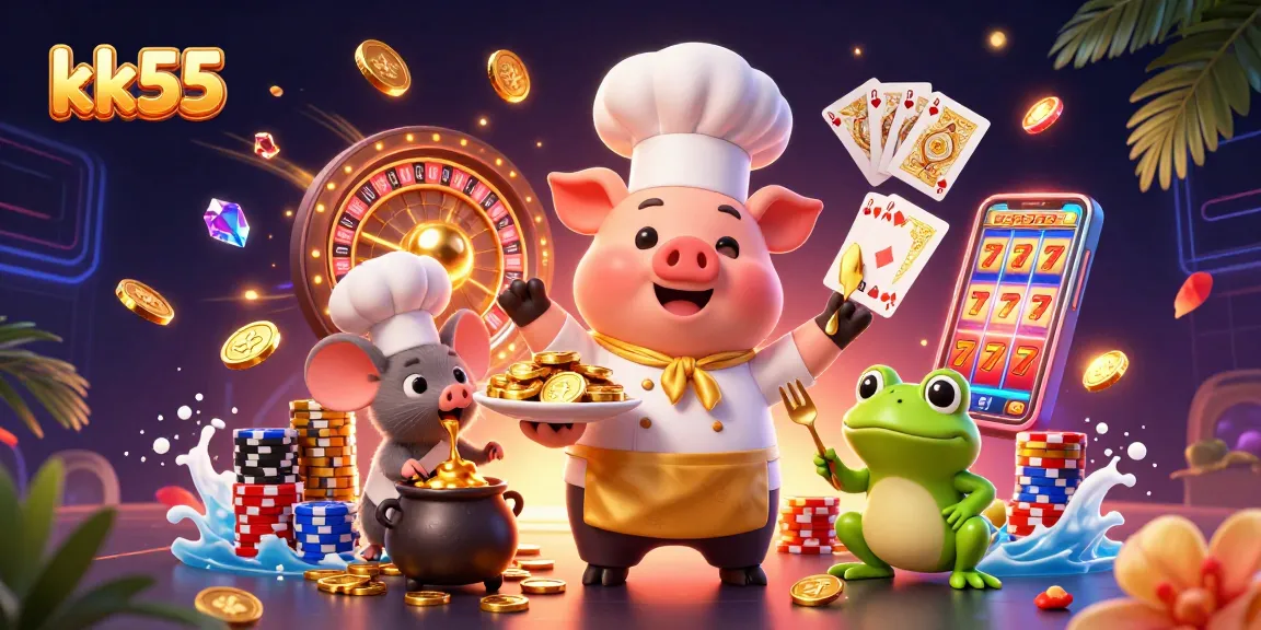 Engage with the excitement of kk55 casino games featuring coins, characters, and colorful elements.