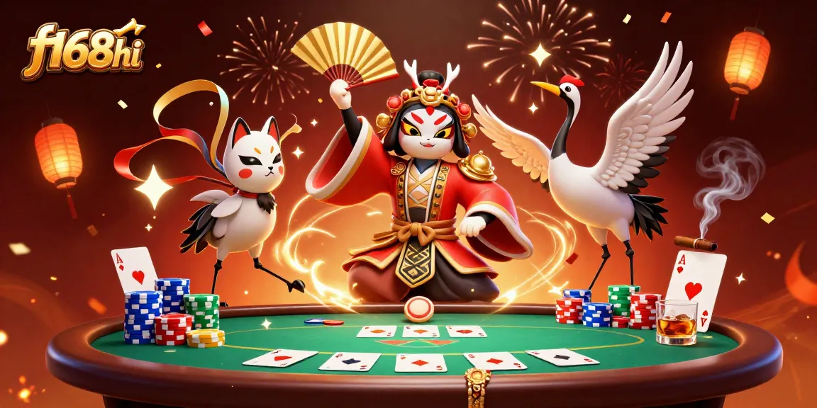 Experience exciting poker action with f168hi's dynamic casino illustration showcasing vibrant gaming elements.