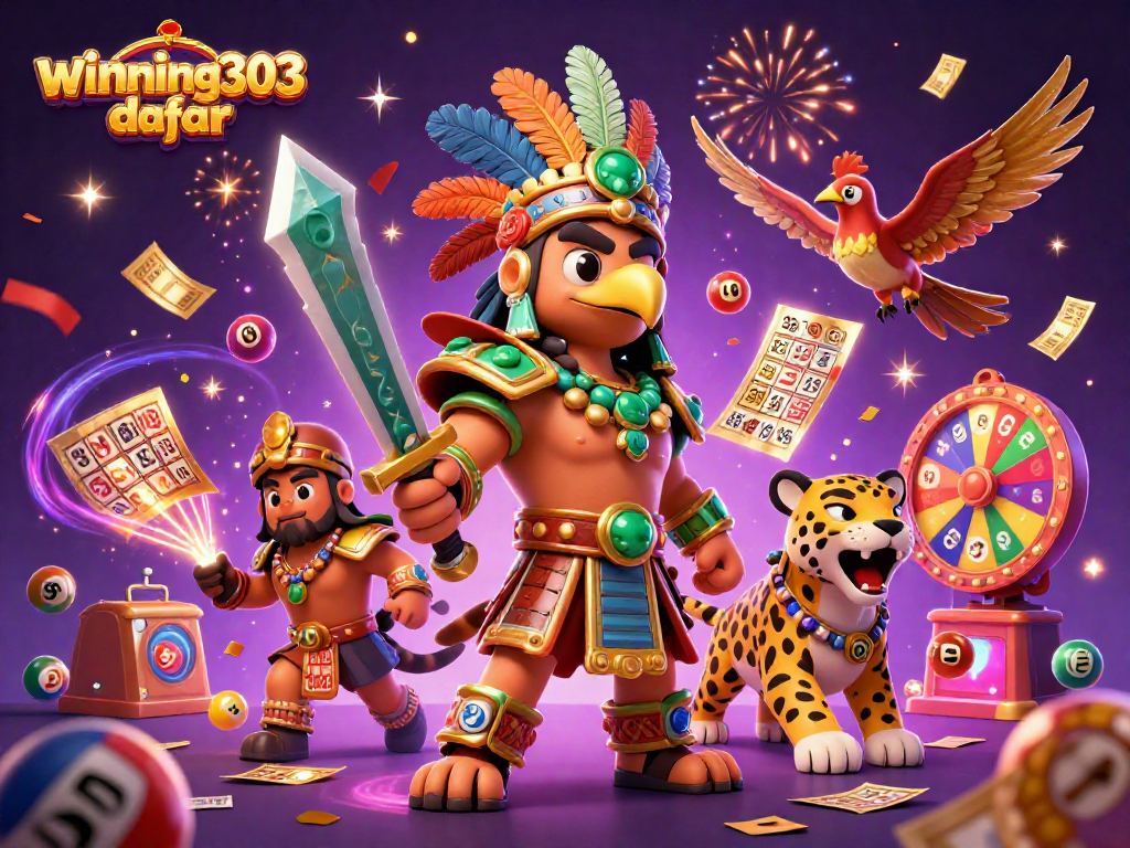 Win big with winning303 daftar in this vibrant and dynamic 3D casino illustration