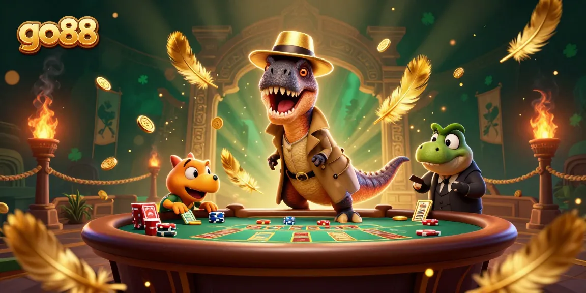 Engage in exciting gameplay at go 88 with our vibrant casino scene featuring 3D characters battling for winnings.