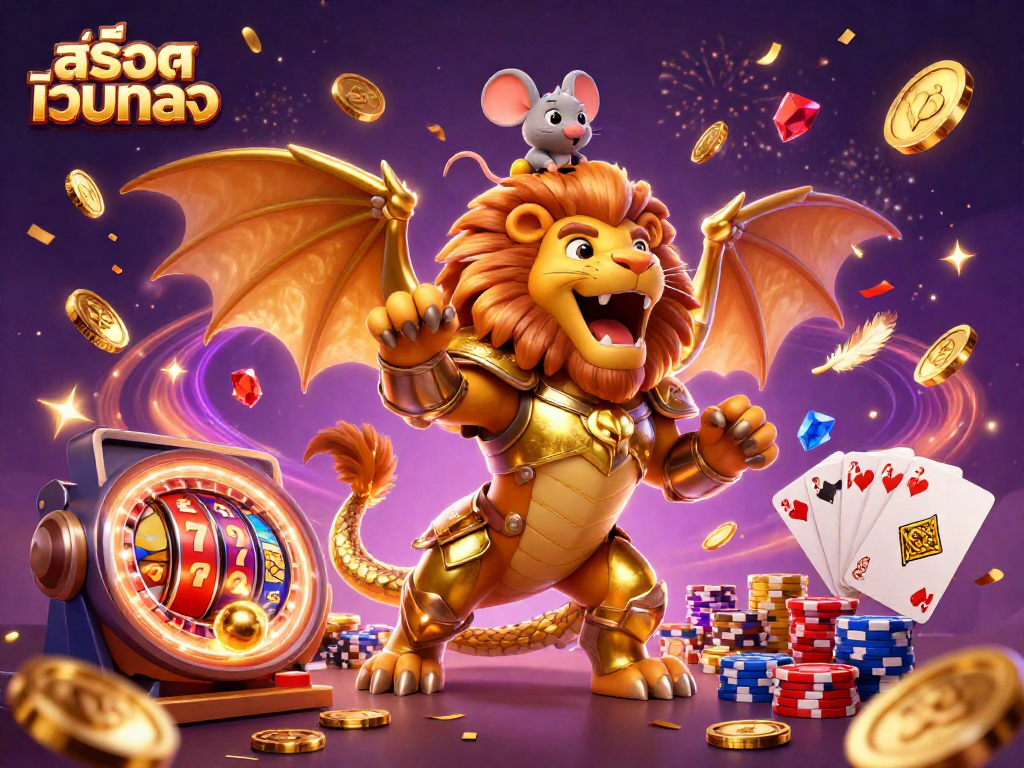 Spin to win with สล็อตเว็บตรง in a vibrant casino scene with treasures and excitement.