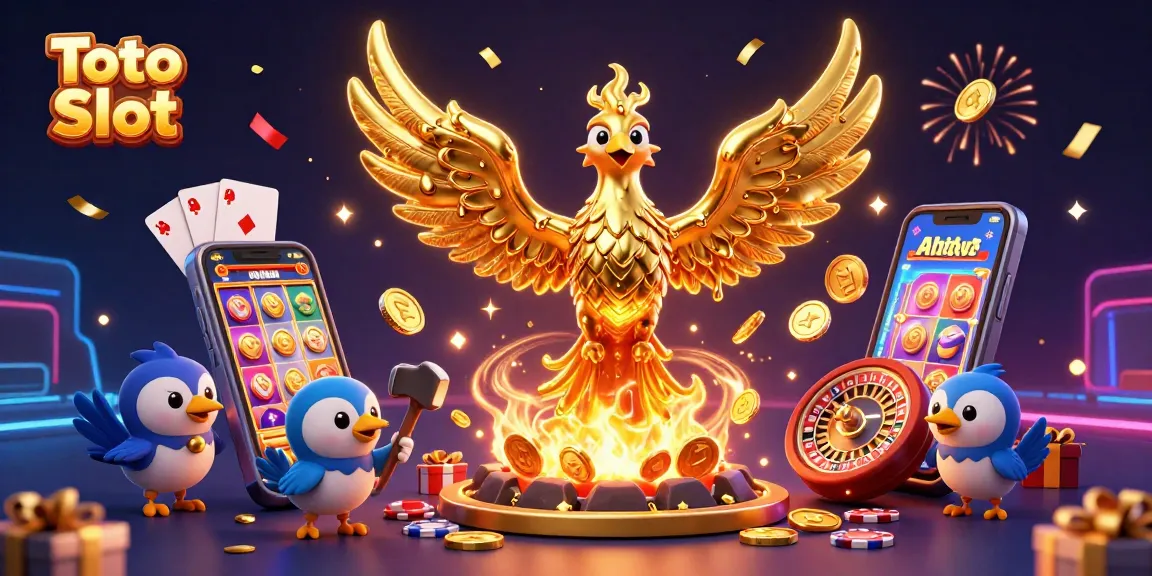 Experience the excitement of Toto Slot as golden coins and dynamic game elements swirl around a molten phoenix.
