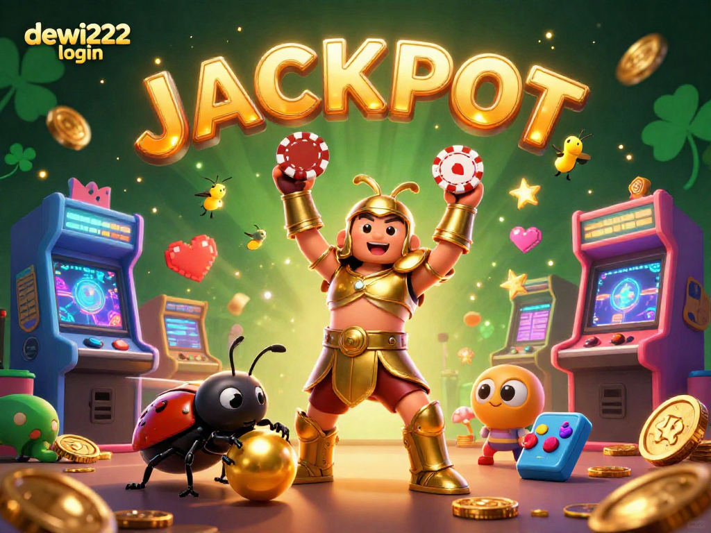 Menangkan jackpot dengan dewi222 login pada ilustrasi kasino digital penuh warna dan menarik.