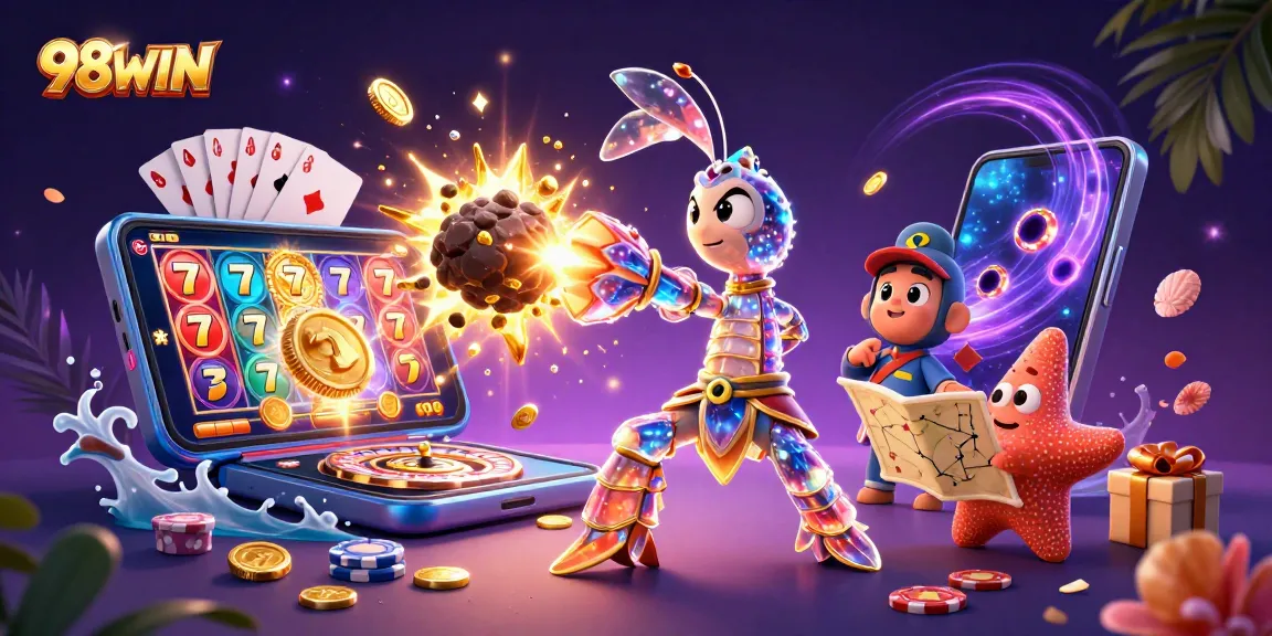 Experience thrilling wins and excitement with 98WIN as the galactic samurai triumphs in this vibrant casino scene.
