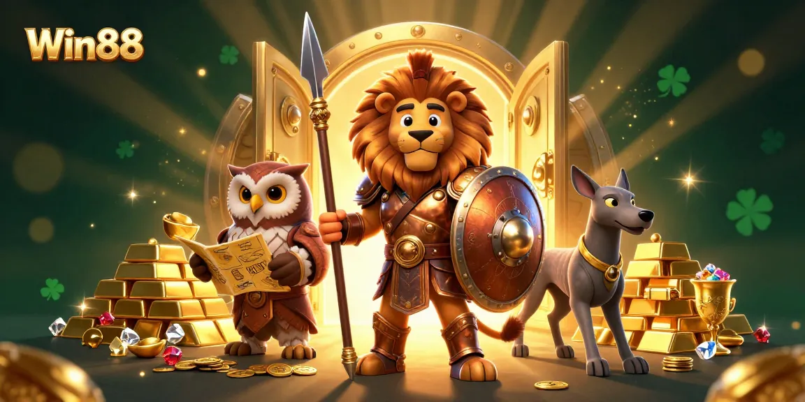 Win88 players strive for massive wins in a vibrant 3D casino fiesta filled with treasures.