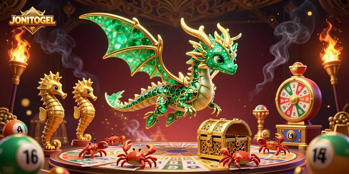 在JONITOGEL选择彩票号码以获取潜在大奖，生动的数字球和兑奖元素。