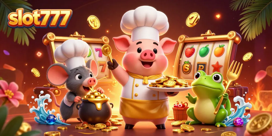 Engage with slot777's vibrant slot machine experience featuring gold coins and lucky symbols.