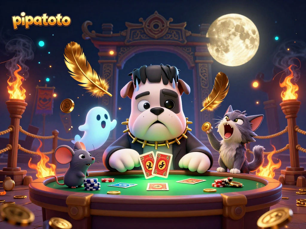 Pipatoto showcases a thrilling casino scene featuring unique characters engaging in card games amidst dynamic elements.