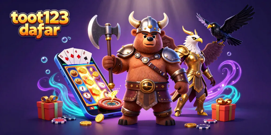 Spin the reels with toot123 daftar at this vibrant 3D gaming scene.