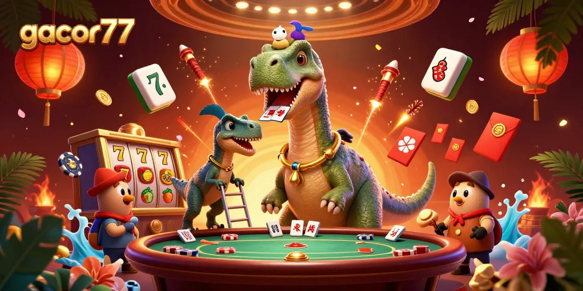Gacor77 menghadirkan keseruan permainan kasino dengan slot bergambar brontosaurus dan raptor di dalamnya.