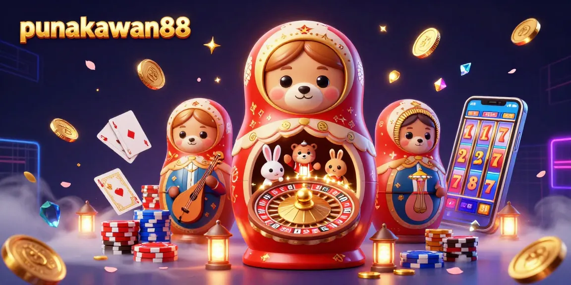 Experience punakawan88 with vibrant 3D characters and casino elements illustrating online excitement.