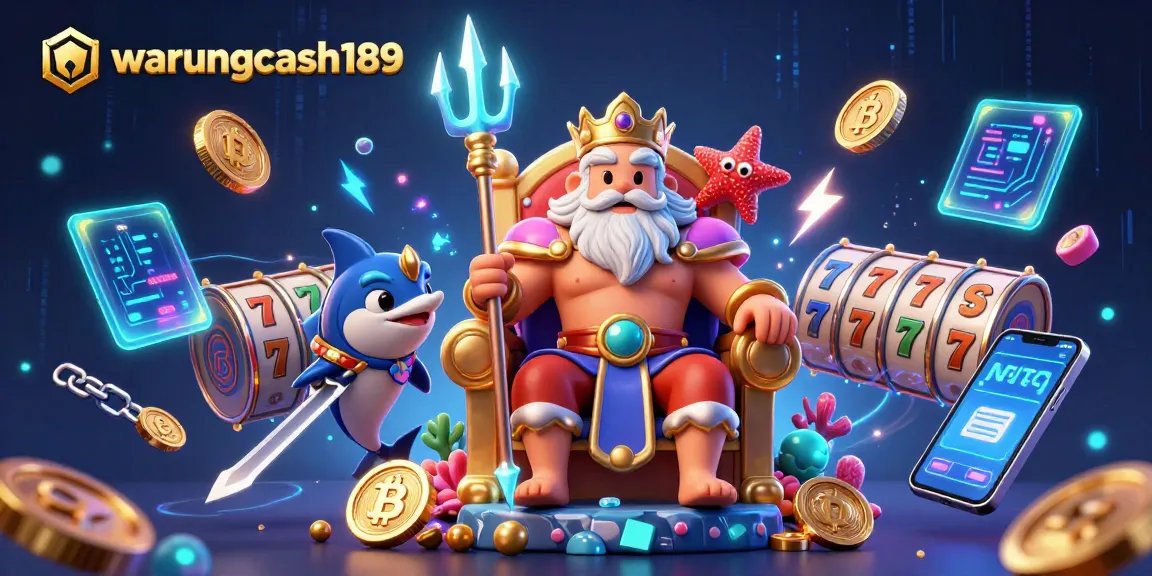 Spin the reels at warungcash189, featuring Neptune and vibrant slot elements.