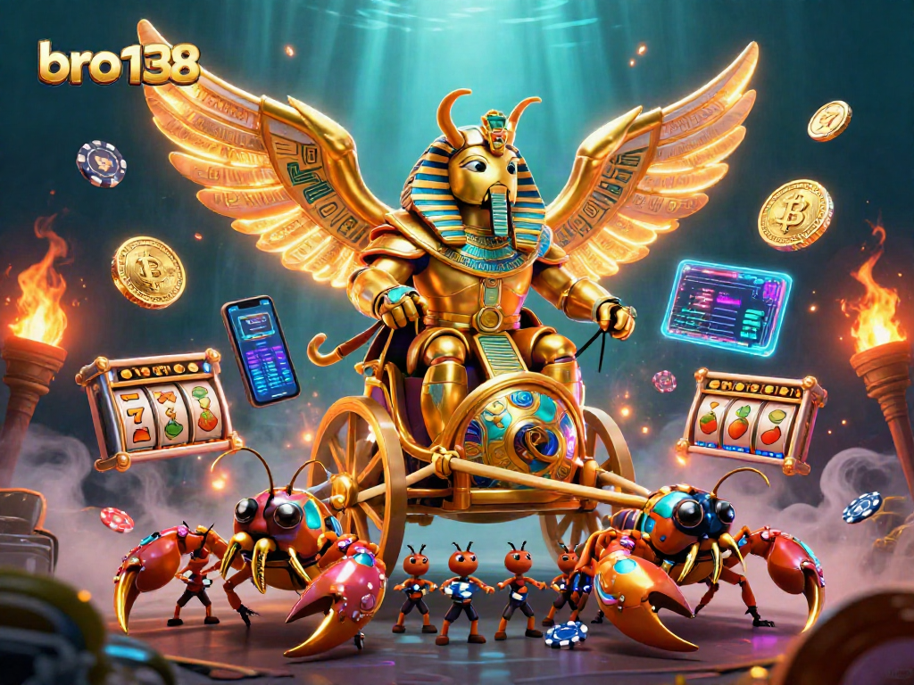Experience thrilling gaming with bro138's unique casino scene featuring vibrant slot elements.