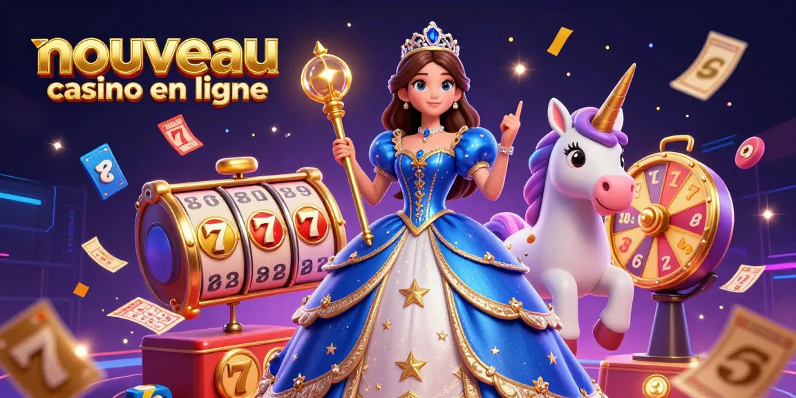 Experience the excitement of nouveau casino en ligne with this vibrant, dynamic casino-themed illustration showcasing lively game elements.