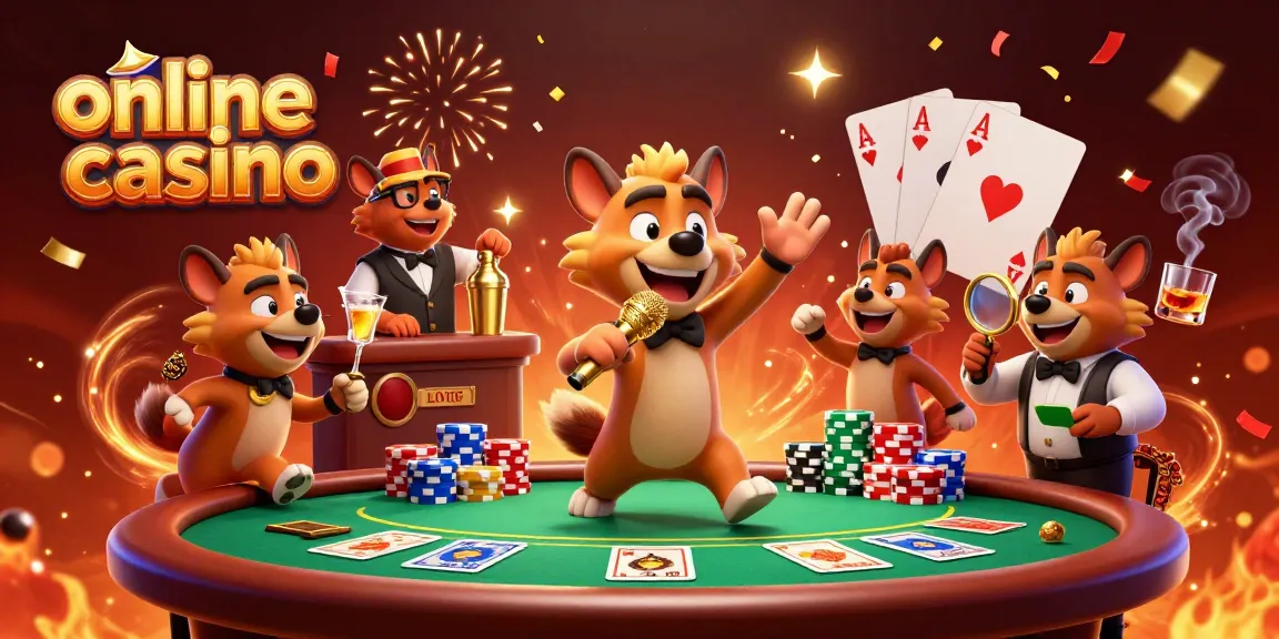 Experience the lively online casino atmosphere with hyenas in a comedy club scene.