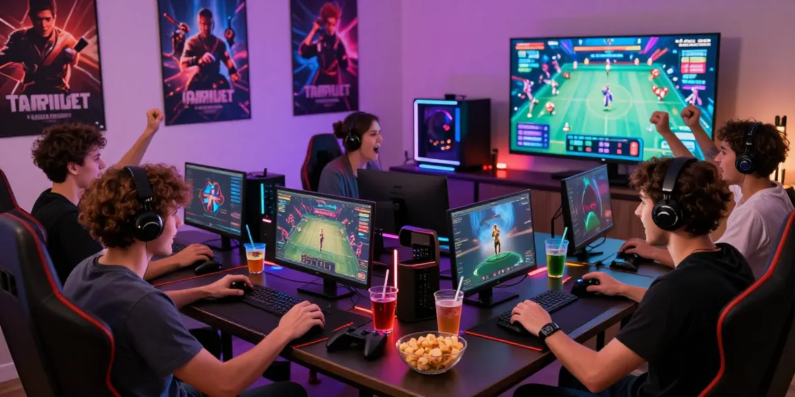 Friends celebrating a big win in tambakbet during an exciting gaming night at home.