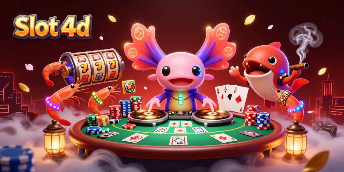 Experience the excitement of slot 4d with dynamic characters spinning vibrant reels and poker action.