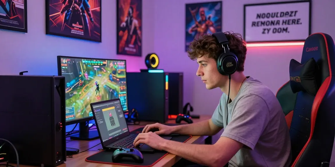 Engaged gamer immersed in Lotus365 online games, showcasing an energetic gaming environment.