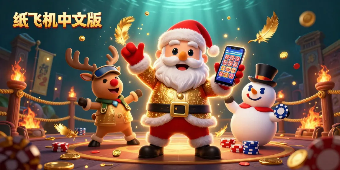 Engage with 纸飞机中文版 at an exciting casino scene featuring the festive Santa and friends.